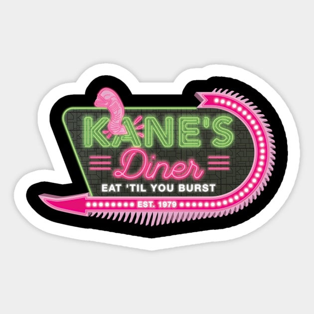 Kane's Diner. Eat 'til you burst. - Funny Alien Sticker by Iron Ox Graphics